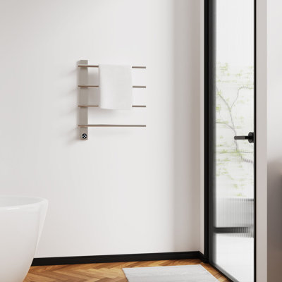 Wall Mounted Towel Warmer Rack With Timer And Smart Temperature Control 4-Bar Electric Heated Towel Drying Racks Stainless Steel Heated Towel Racks