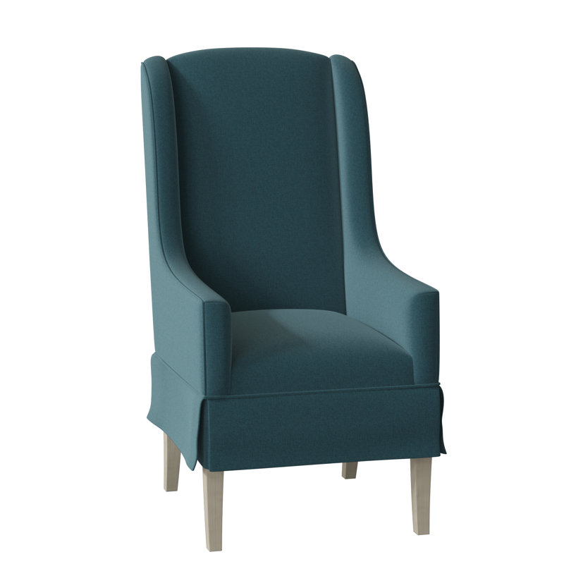Fauteuil à oreilles rembourré Reed, 8789 Turquoise, Noisette