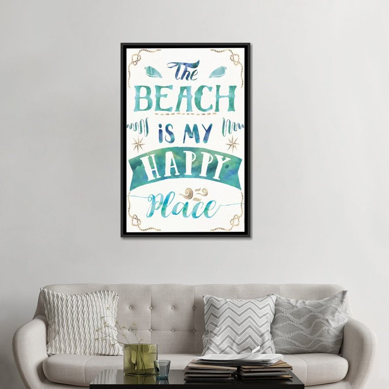 «Love and the Beach II», art textuel sur toile, H 26 po x l 18 po x P 1,5 po, Toile avec cadre noir, Pas de tapis