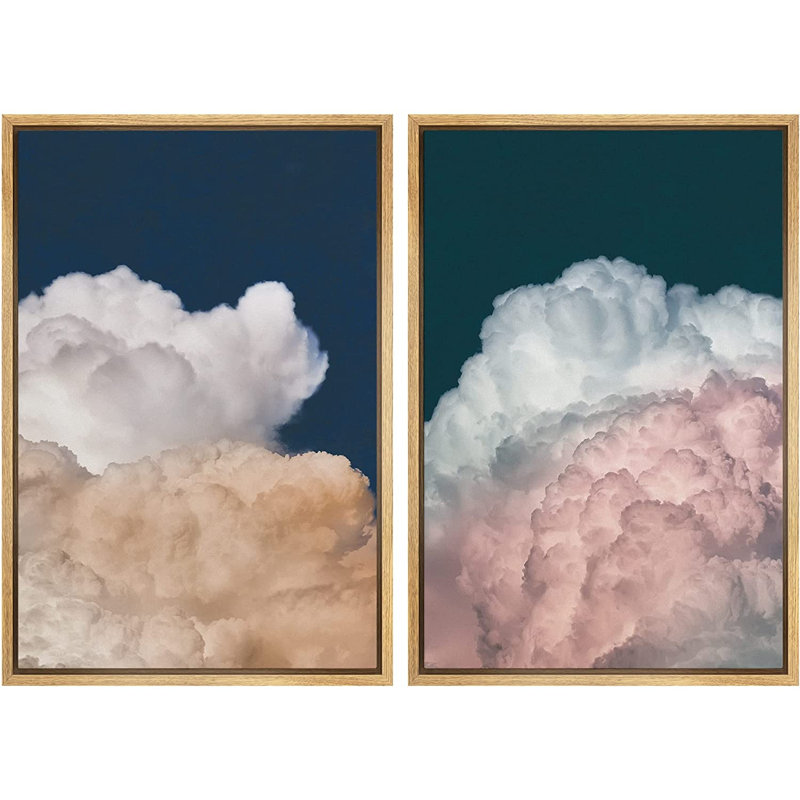 " SIGNLEADER Framed Canvas Print Wall Art Set Pastel Multicolor Cloud Sky Landscape Nature Wilderness Photography Modern Art Chic Scenic Colorful For Living Room, Bedroom, Office " 2 - Pieces