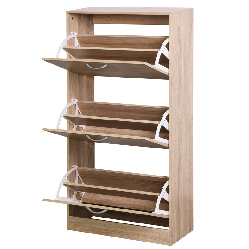 3 Shoe Storage Cabinet - Elegant Wood Design. Particle Board, - Surface, Large Capacity, Ideal For Entryway & Other Rooms 3 Organizer Construction. Smooth 2-Layer Drawers, Improves Efficiency