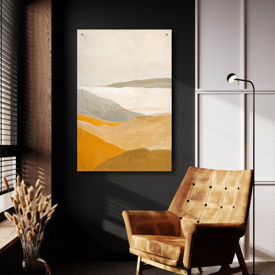 Art mural en verre Wrought Studio ™ «Yellow Field» par Steven Dick