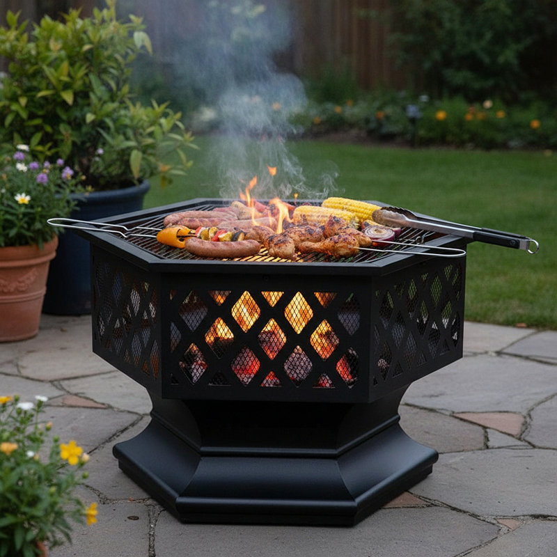 Round Iron Charcoal Fire Pit