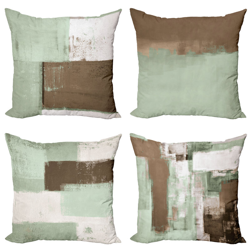 Reversible Pillow Cover, 24" H x 24" W, Pale Reseda Green / Brown
