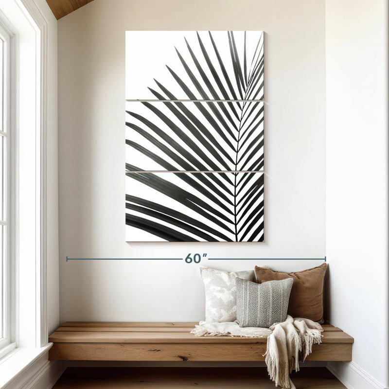 Harnek Palm Leaf In Black And White, 50" H x 32" W