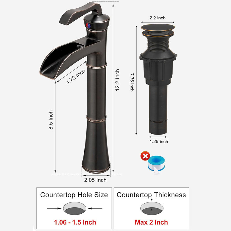 Single Hole Single Handle Bathroom Vessel Sink Faucet In Oil Rubbed Bronze, Oil Rubbed Bronze