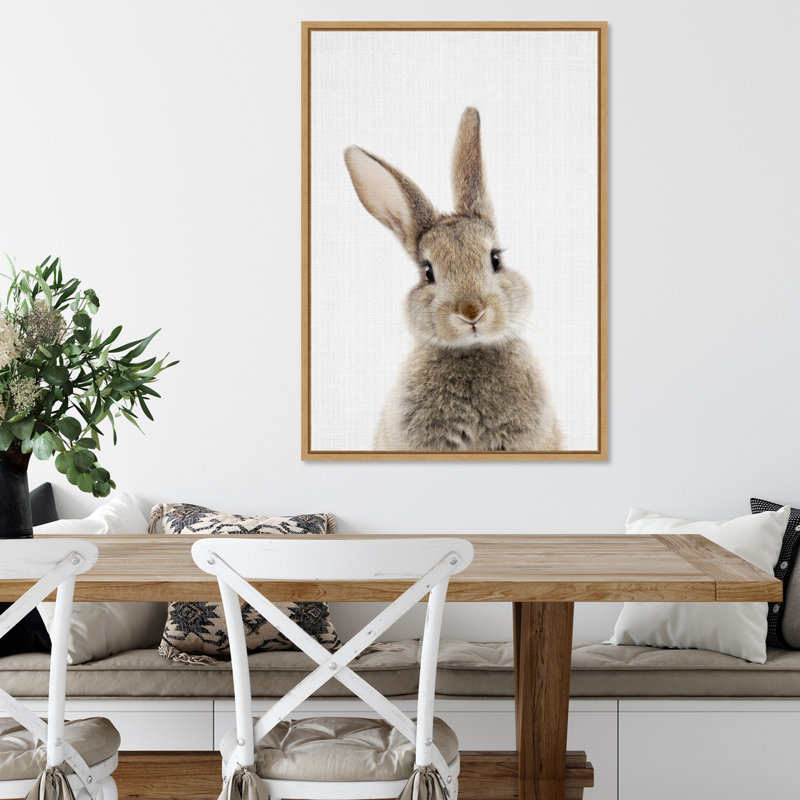 «Peekaboo Bunny» par Lola Peacock, reproduction d'art sur toile encadrée, H 33 po x l 23 po
