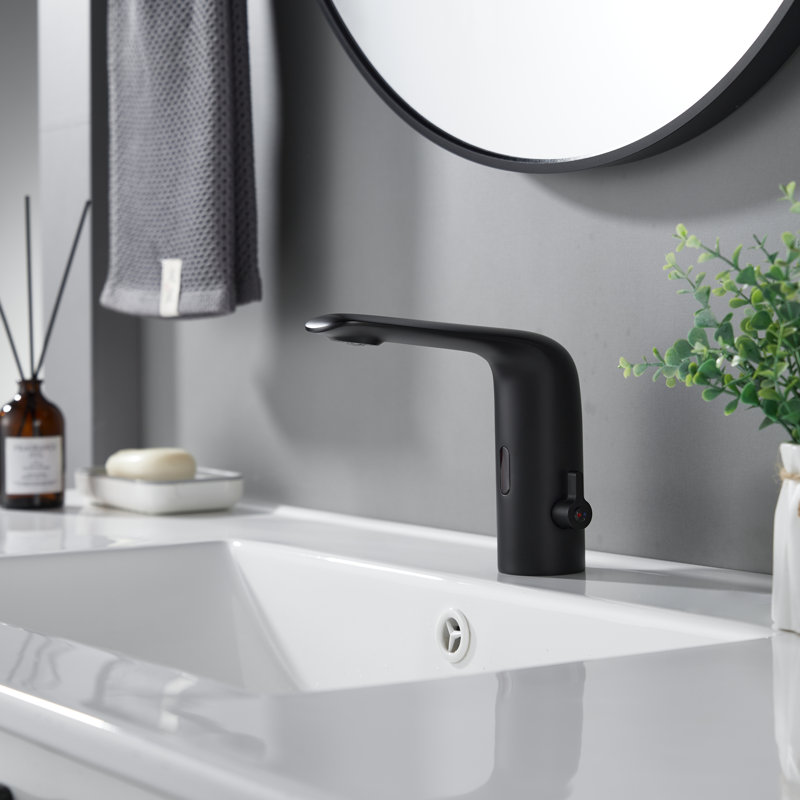 Robinet de lavabo de salle de bain sans contact, robinet à capteur de mouvement automatique, Noir mat