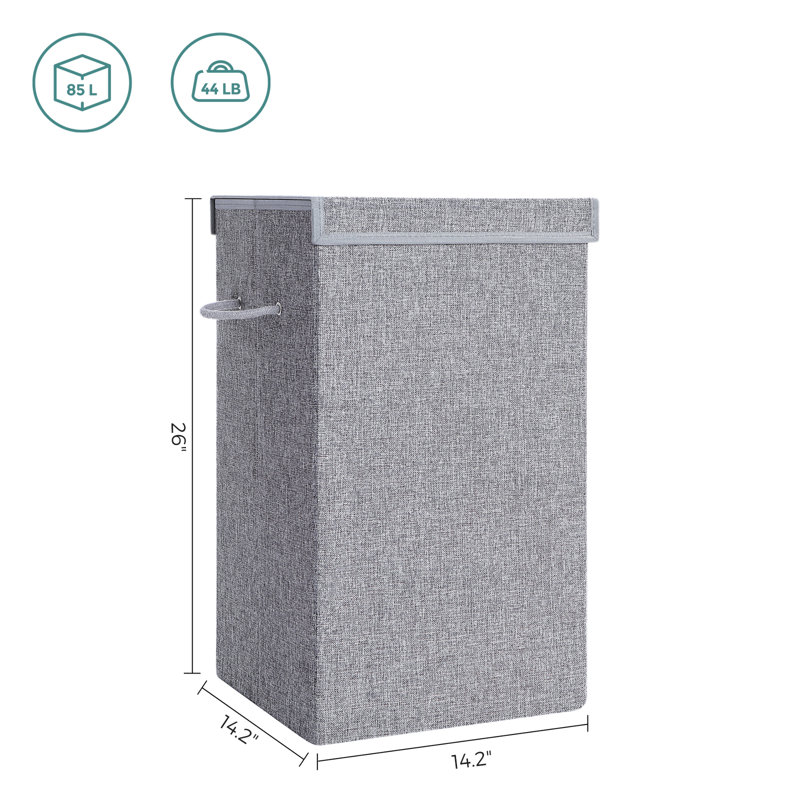 Wood Laundry Hamper with Handles, Grey