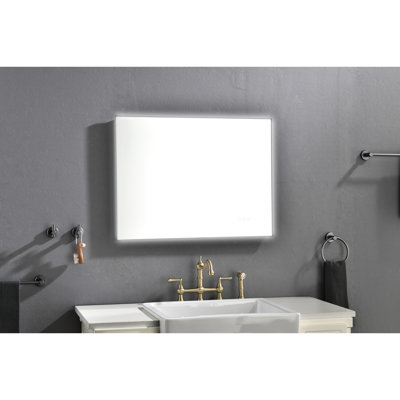 Miroir à DEL pour meuble-lavabo 32 po x 24 po - Brouillard, Fixation murale, Grand, Réglable, Avec contrôle de la température de couleur Maquillage 32 x 24 po, Lumières à intensité variable, Un superbe soin pour la peau
