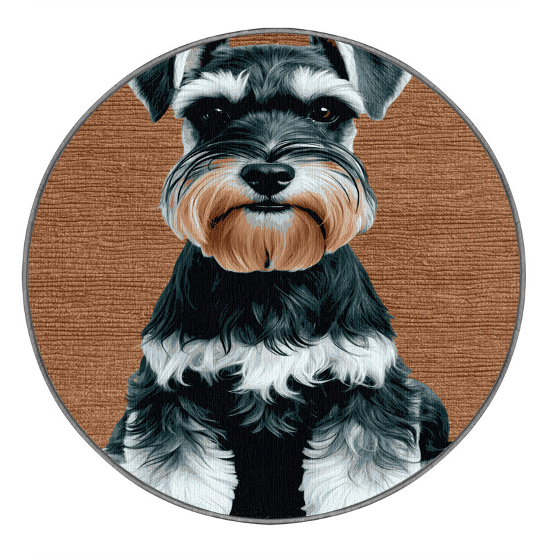  Tapis lavable miniature pour chien Schnauzer, Rond 5 pi