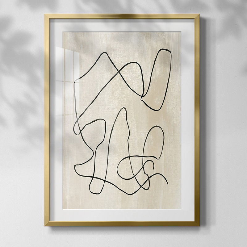 Relié II, peinture sur papier encadrée, Or