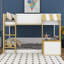 Lit superposé avec bureau, cadre de lit superposé avec armoire de rangement, escabeau large, garde-corps, ports USB