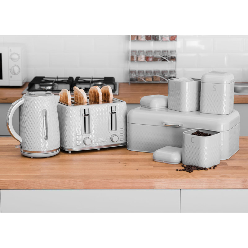 4 Piece Kitchen Canister Set, Grey