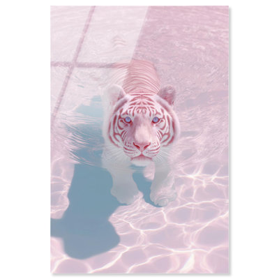 Photographie de tigre rose, reproduction d'art acrylique par Art Remedy, prête à être accrochée, 16 x 24