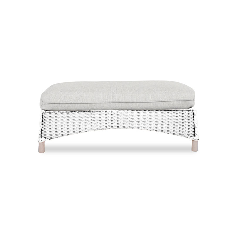 Mandalay Outdoor Ottoman, White, Rollo Linen