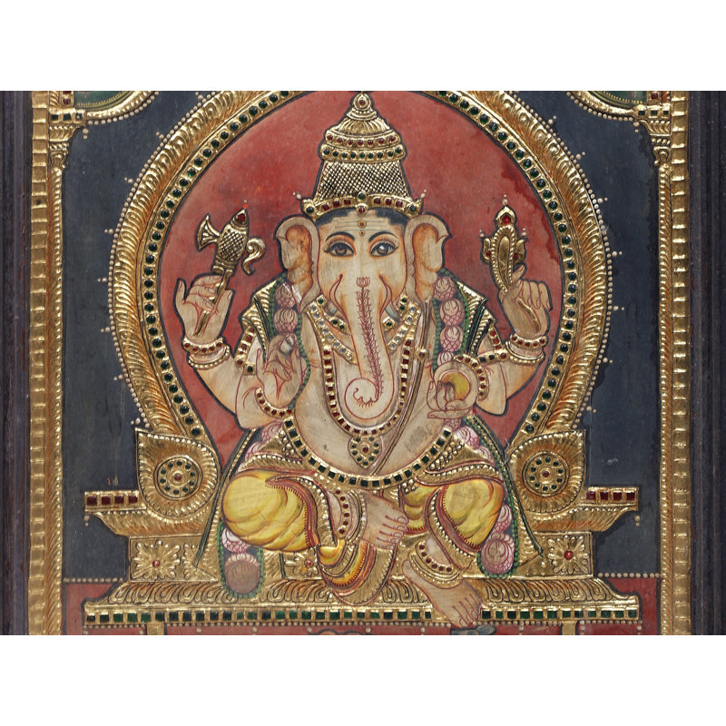 Lord Ganesha | Couleurs traditionnelles avec or 24 carats