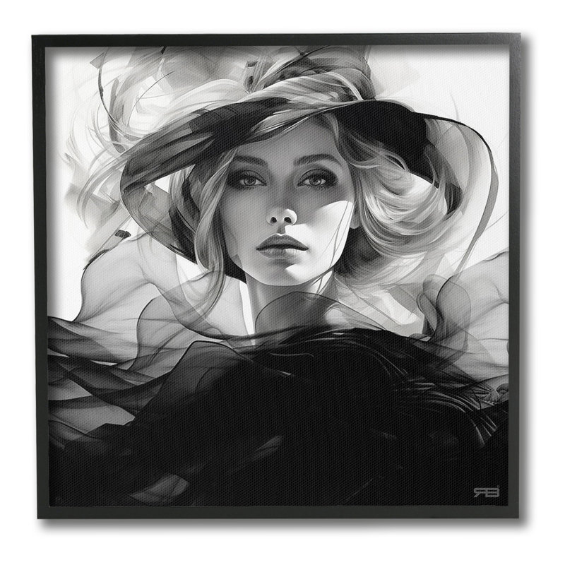 Femme et tissu fluide, estampe numérique, ArtbyRB, Estampe numérique encadrée blanc bord de mer, H 17 po x l 17 po