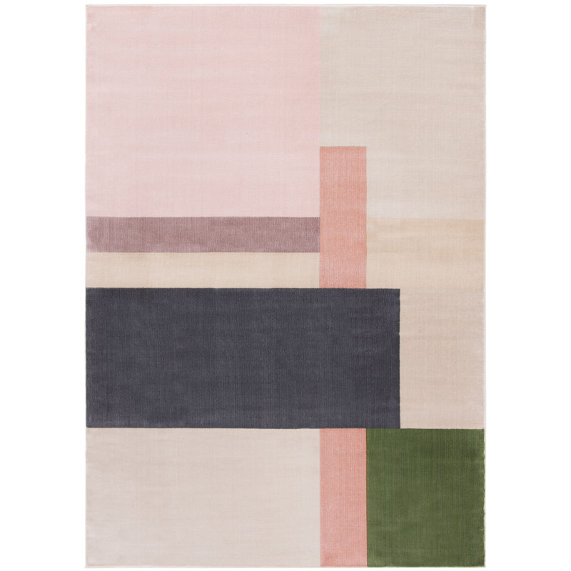 Aslin Geometric Ivory Area Rug, Rectangle 9' x 12'