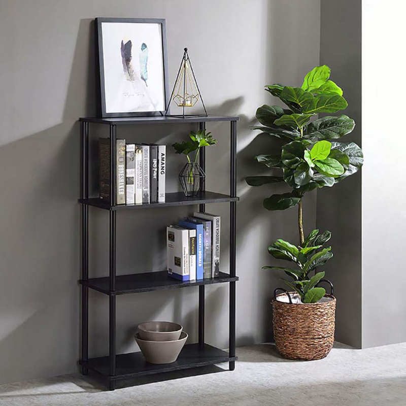 4-shelf Bookshelf With 15mm Panels For Primary Living Area, Black