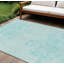 Tapis lavable extérieur bleu sarcelle à motif floral turquoise et ivoire 10 pi x 14 pi