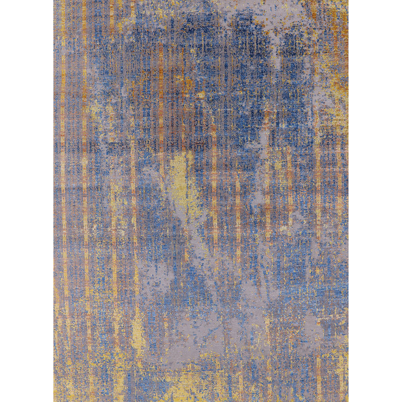 Tapis bleu / jaune Buellton, Rond 4 pi