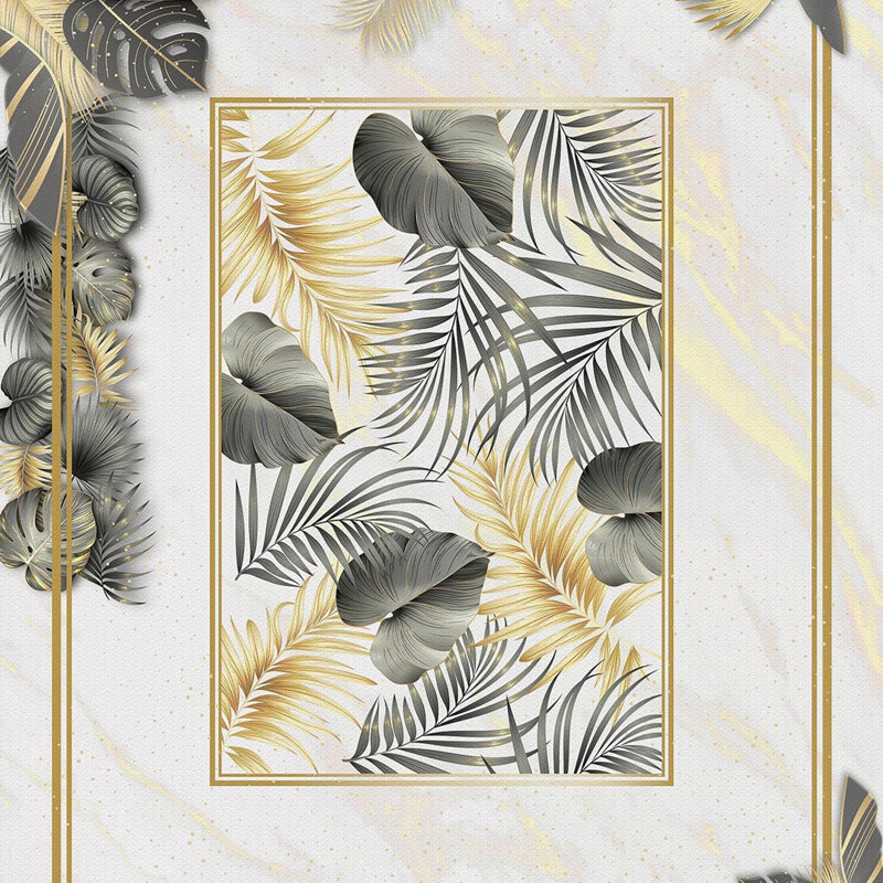 Tapis de couloir jaune / gris / blanc en polyester tissé à la machine 3 pi 3 po x 9 pi 10 po Aspermont
