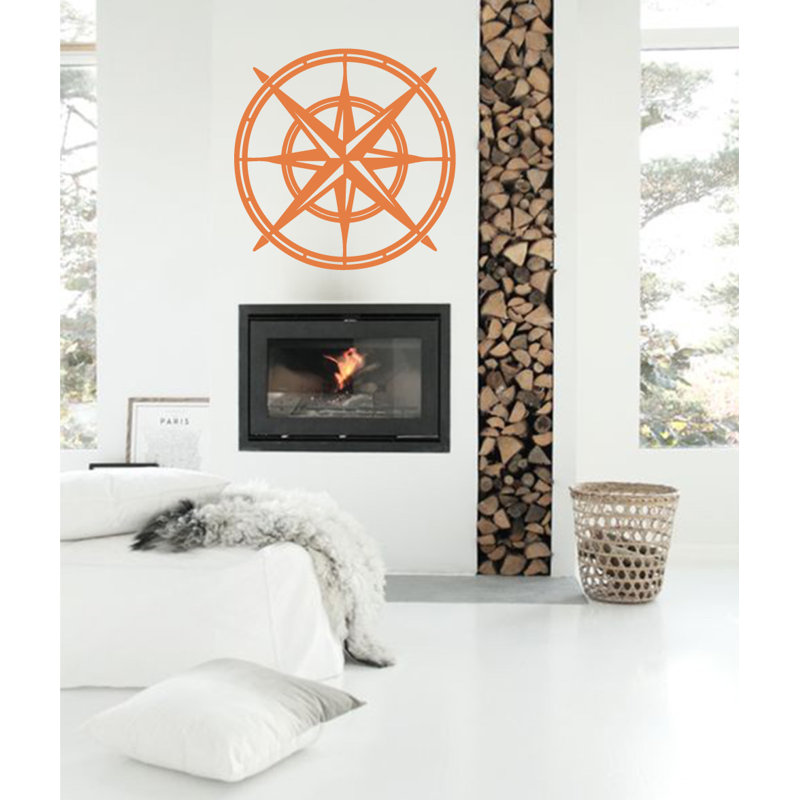 Décalcomanie murale boussole north star, H 30 po x l 30 po x P 0,01 po, Kaki