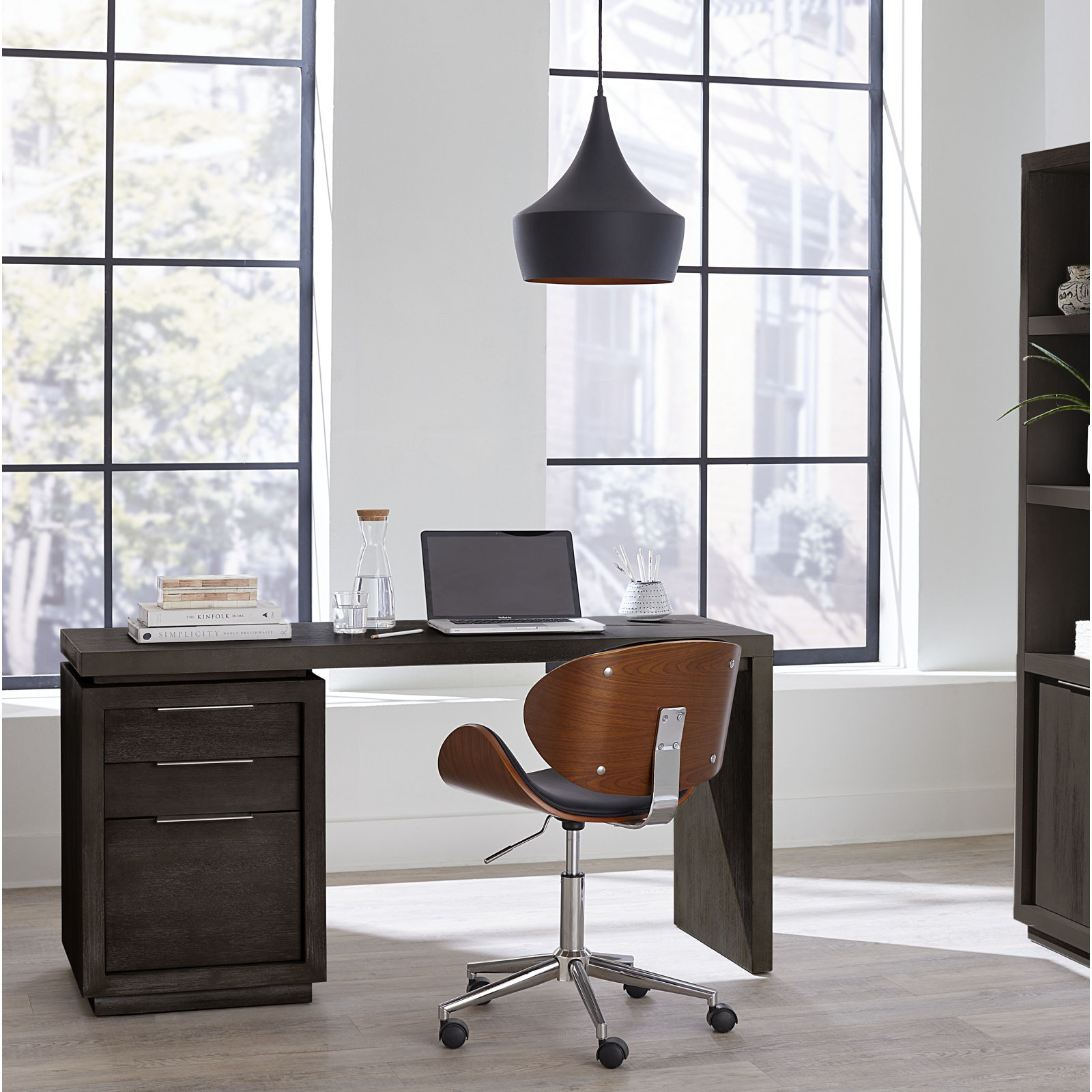 Eloise 60 " Acacia Writing Desk, Basalt Gray