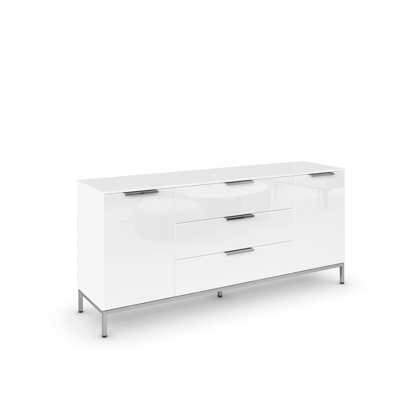 Flipp 3 - Drawer Chest of Drawers, Alpine White/White Glass/Chrome