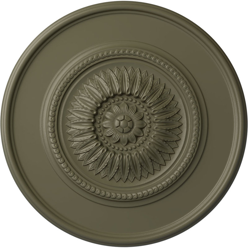 Endurathane Large Floral Ceiling Medallion, 41 1/8"OD x 2 1/2"P (Fits Canopies up to 1 1/2"), Hand-Painted Spartan Stone Finish