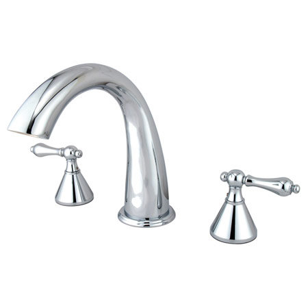 Double Handle Deck Mounted Roman Tub Faucet, Polished Chrome