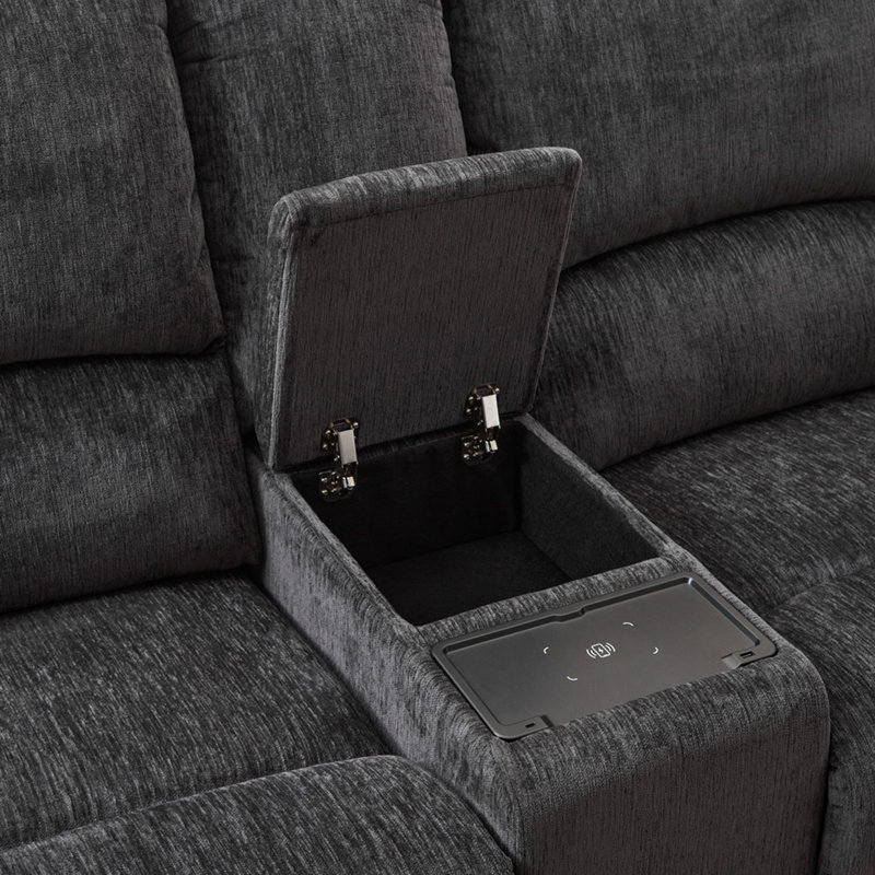 Power Reclining Sectional Sofa With Wireless Charger Gray Color
