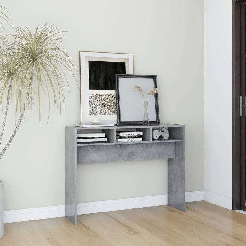 Goar Console Table Engineered Wood Accent Couch End Side Table, Concrete Grey, 105 cm