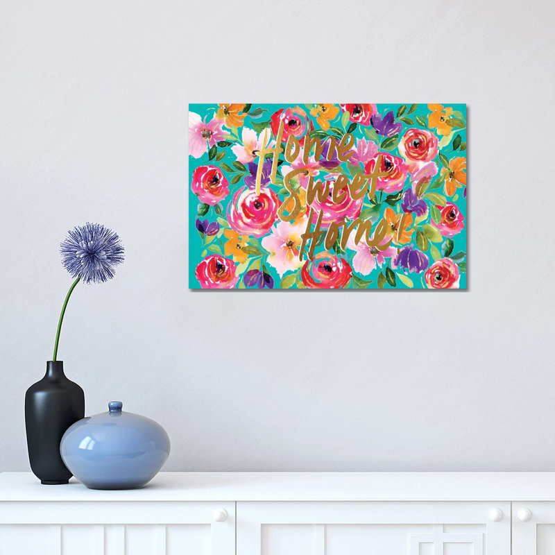 Floral Party B by Joy Ting - Print on Canvas, 30.48cm H x 45.72cm W x 1.91cm D, Wrapped Canvas