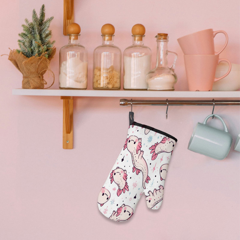 Cute Axolotl Oven Mitt Cotton Twill
