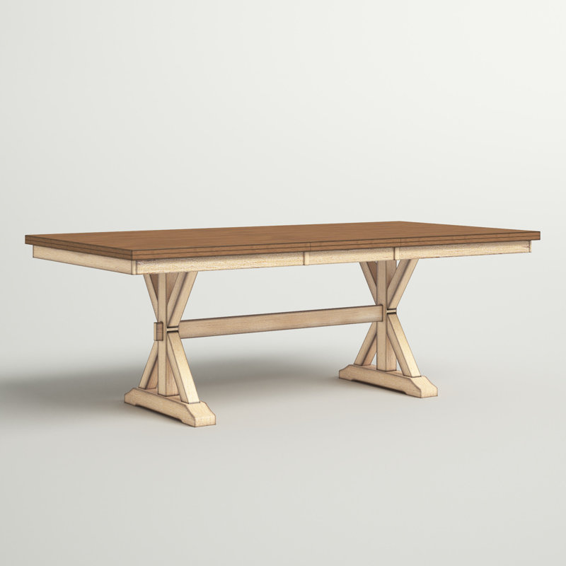 Martello Extendable Solid Wood Dining Table, Almond/Wheat
