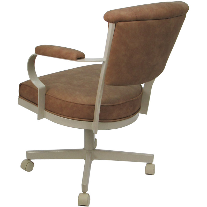 Chaise pivotante en métal Magaw, Vinyle brun, Beige