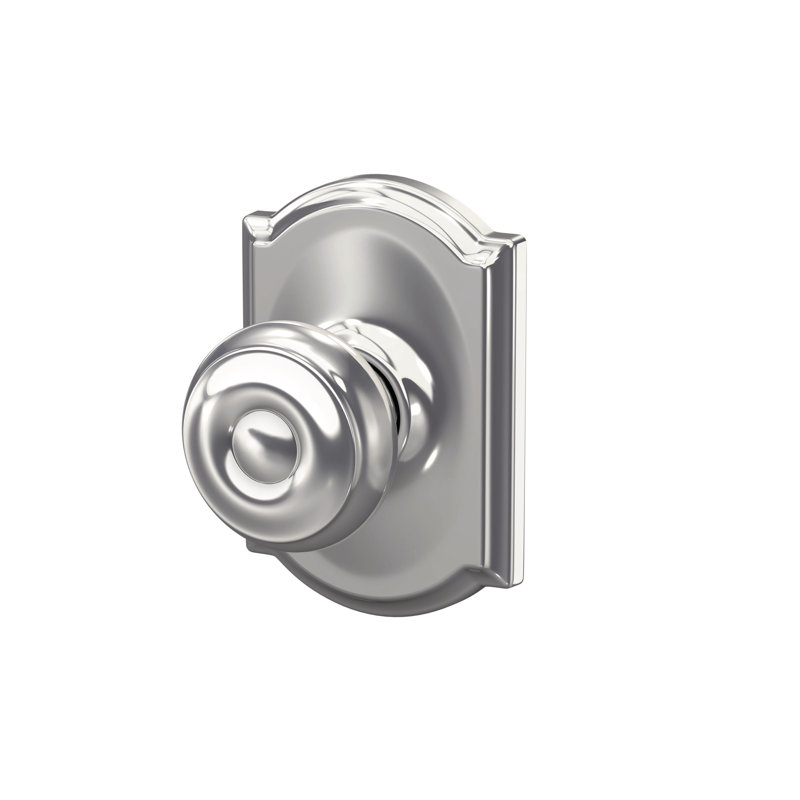 Georgian Passage Knob with Camelot Trim, Bright Chrome