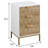 Nightstand With 3 Drawers, Mid-Century Modern End Table,Gold Metalfeet, Gold Metal Handles , Drawer Panels Are Shaped By Cutting Lines,End Table For Bedroom,White And Natural