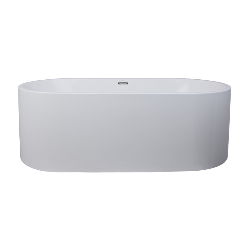 LIDO 66" Freestanding Thermal Air Solid Surface Bathtub, Satin Brass