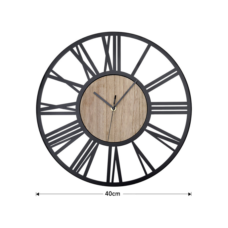 Brandan 15.74cm Metal Wood Decorative Wall Clock with Roman Numerals