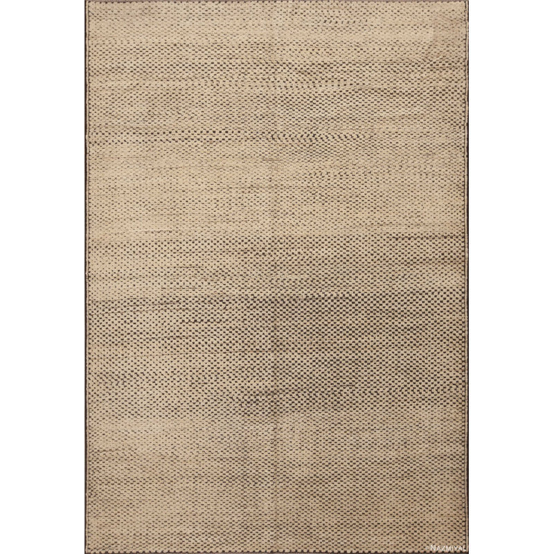 Tapis à motif tribal moderne crème / noir One-of-a-Kind