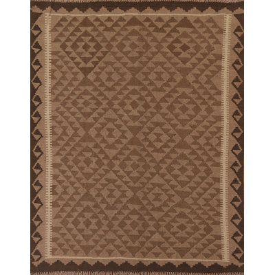 Brown Kilim Reversible Wool Area Rug 5x7