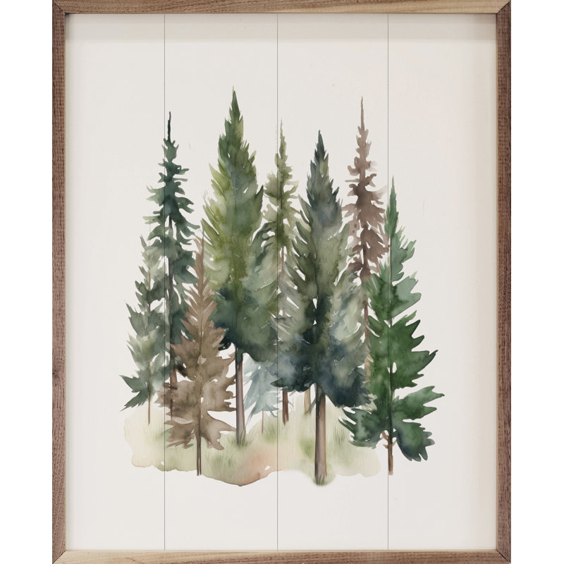 Aquarelle de pins II, H 20 po x l 16 po x P 1 po