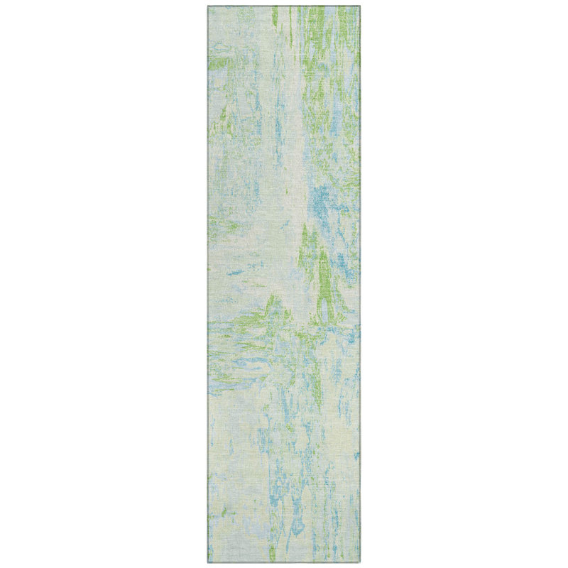 FloraÃ© Green Washable Indoor-Outdoor Rug - LOOMLAN, 2'3" x 7'6"