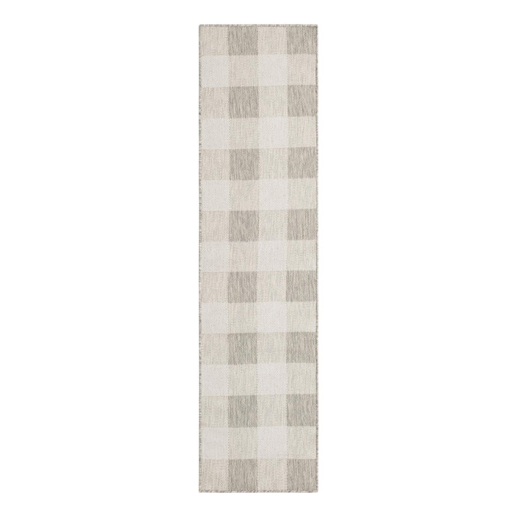 Tereon Checkered Machine Made Power Loom Polypropylene Plastic Indoor/Outdoor Area Rug in Gray