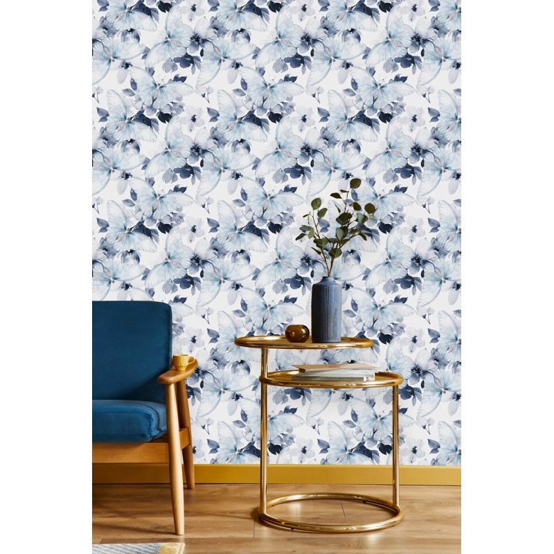 Carreau de papier peint papillons parmi les fleurs L 10,4 pi x l 25 po