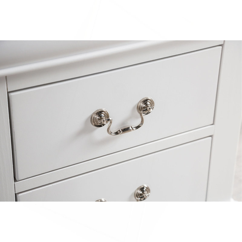 Tiroir de style transitionnel 1pc Support de pieds avec étui à poussière et tiroirs suspendus, Blanc