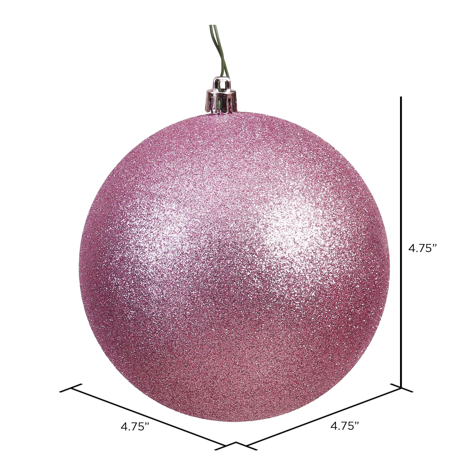 Christmas Ball Ornament, 4.75" H x 4.75" W x 4.75" D, Glitter Mauve